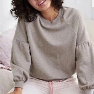 Aerie Puff Sleeved Sweatshirt Oversized Gray Pullover Size XS